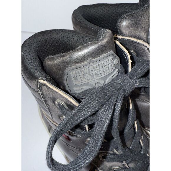 Milwaukee Leather Street Riding Moto Shoe Men 7 Leather Hi Top Sneaker Women 8.5 - Picture 9 of 16